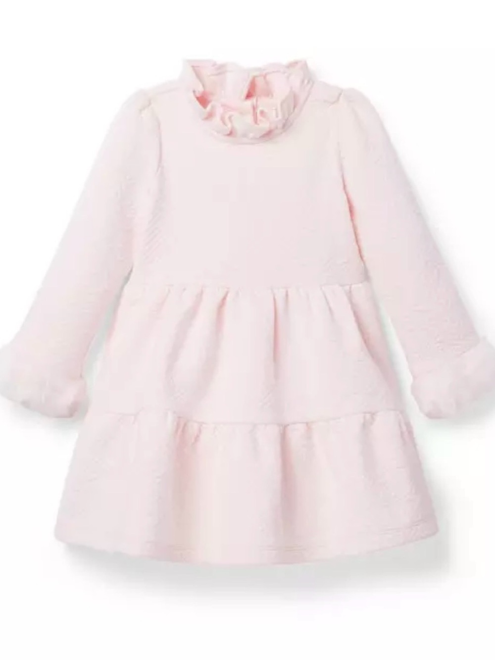 Janie and Jack Pale Pink Ruffled Neck Long-Sleeve Dress